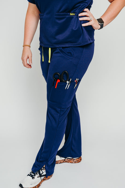 Women's Navy Blue Mid Rise Scrub Pants